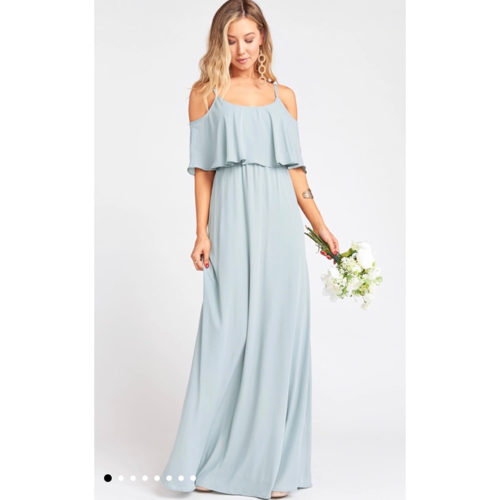 Silver Sage Crisp Show Me Your Mumu Caitlin Ruffle Maxi Dress